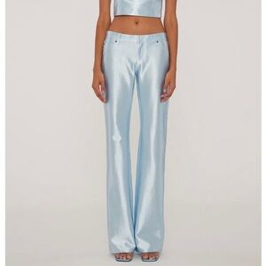 Rotate Birger Christensen Designer Light Blue Shiny Suiting Pants Size 6 / Small